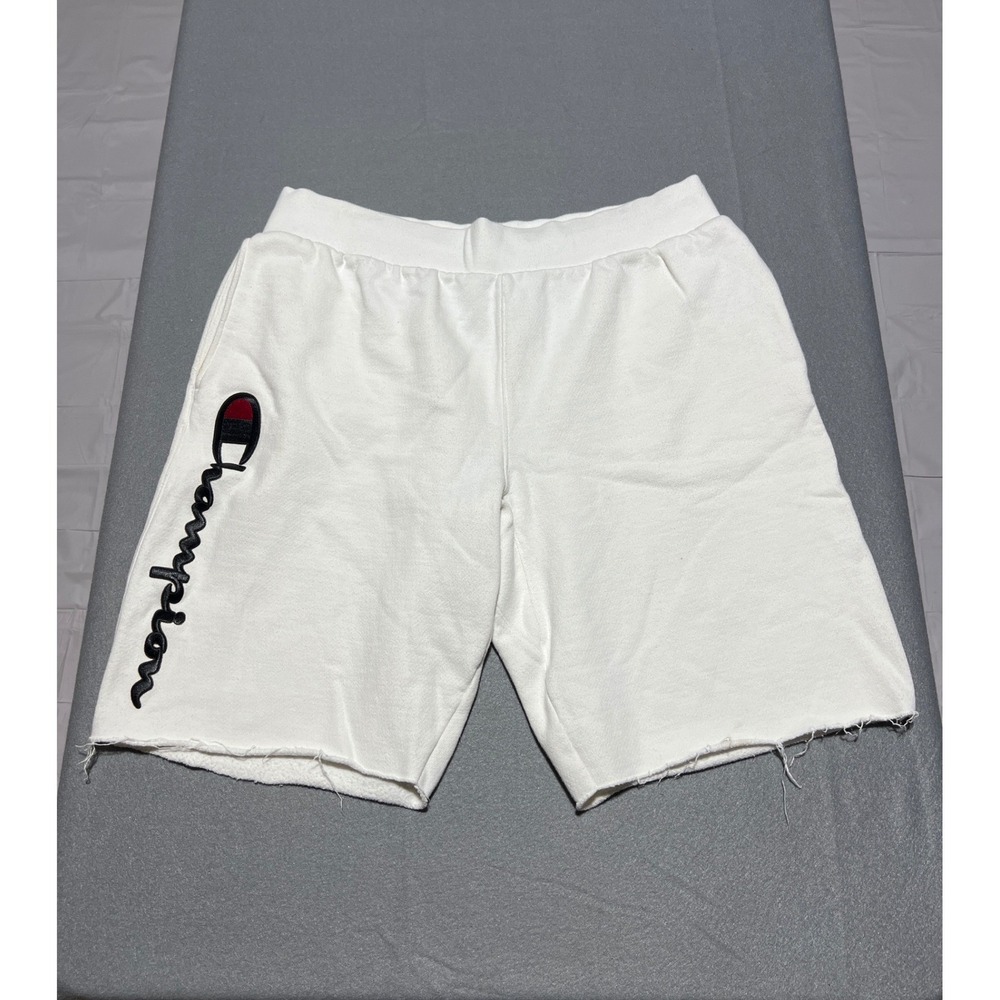 Champion Reverse Weave White Sweat Shorts Mens XL Embroidered Logo 89597G